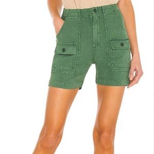 Mother Denim "The Rambler" Patch Pocket Short in Olive. Size 25.
